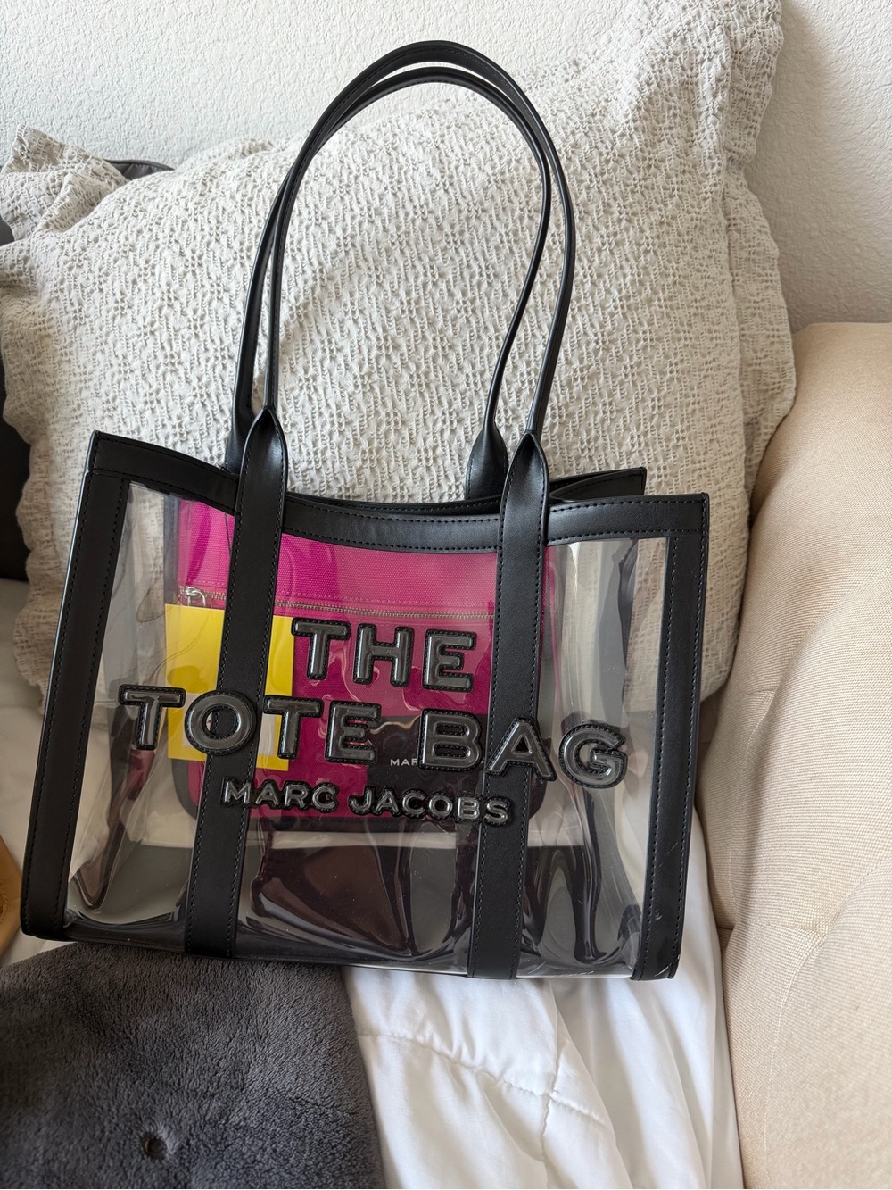 Marc Jacobs Clear Tote with Black Trim and Pink Insert